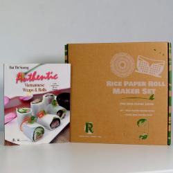 5Gift pack Rice Paper Roll Maker Set With Vietnamese Wraps and Rolls book                                                                                                       