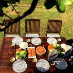 Outdoor setting with platters